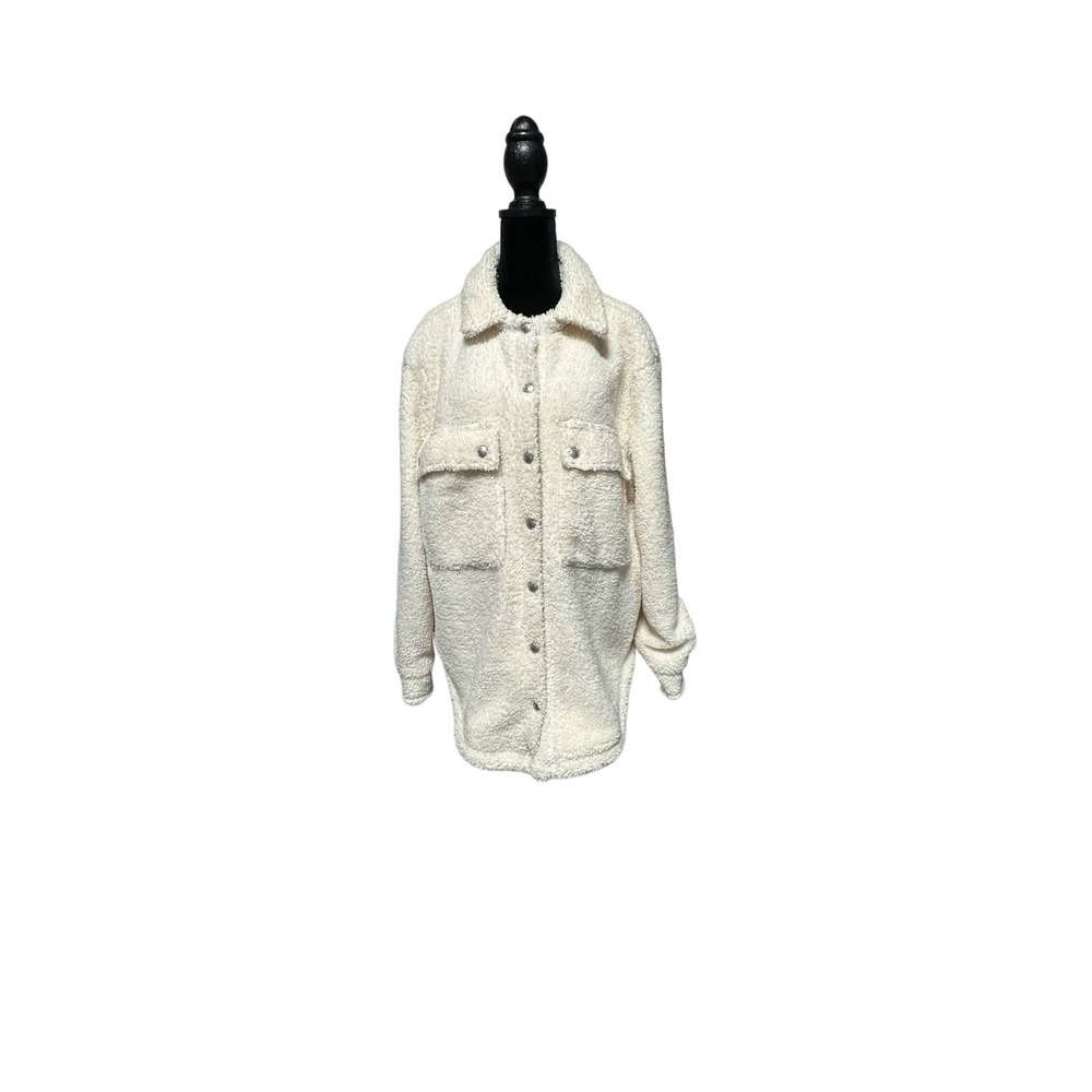 BLANK NYC Cream Sherpa‎ Jacket Snap Front Size L